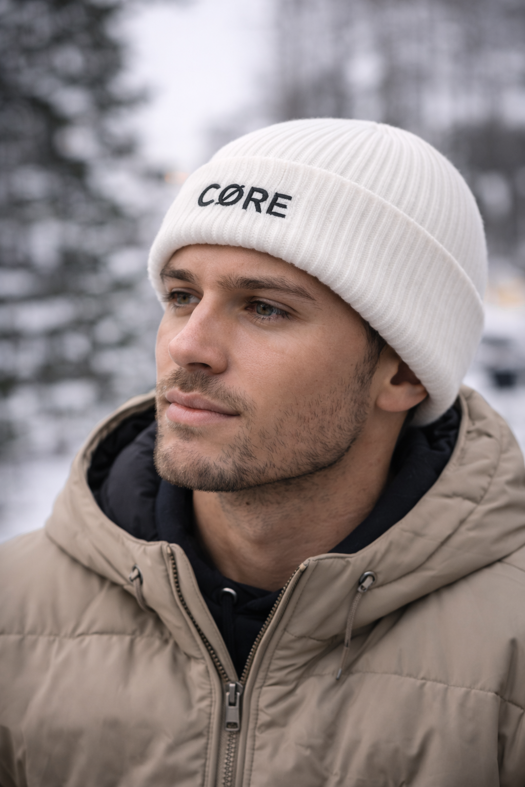 CØRE Classic Beanie – Milky White